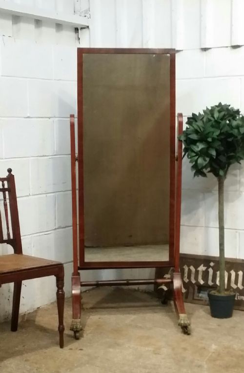 Antique English Regency Mahogany Cheval Mirror C1820