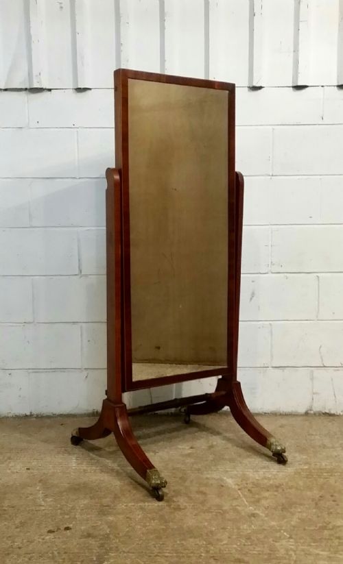 fig 1. ANTIQUE ENGLISH REGENCY MAHOGANY CHEVAL MIRROR C1820