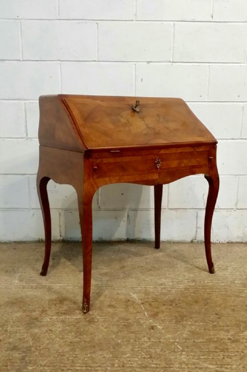 fig 1. ANTIQUE FRENCH WALNUT LADIES BUREAU WITH GILT MOUNTS C1920.