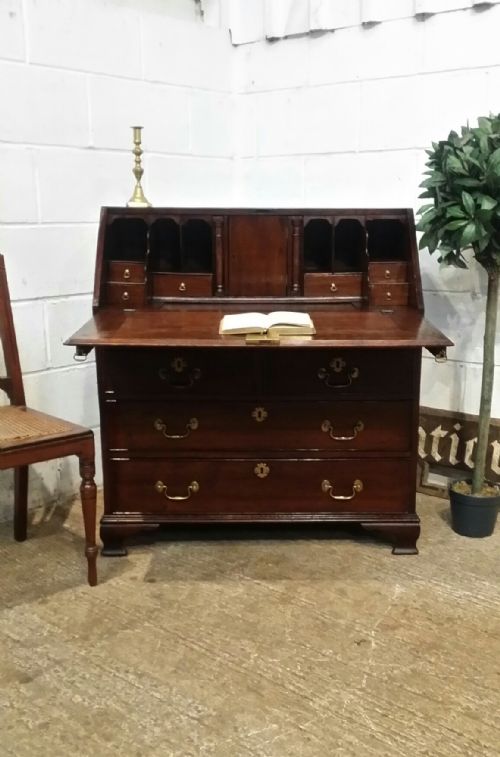 Antique Period Georian Mahogany & Oak Country Bureau with Secret Drawers C1780