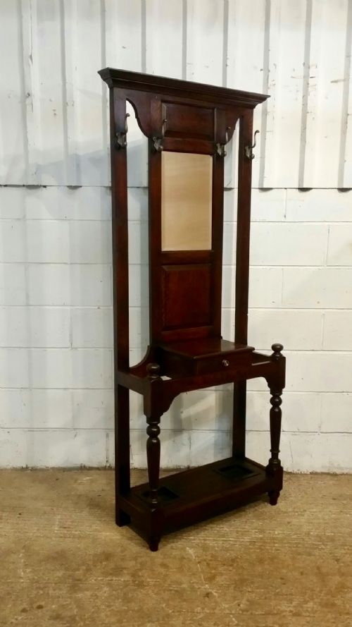 fig 1. ANTIQUE EDWARDIAN OAK HALL STAND C1900