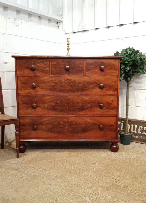 Antique Early 19th Century Figured Mahogany Chest of Drawers by Heals of London C1840