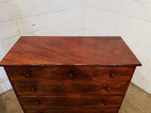 fig 1. ANTIQUE EARLY 19TH CENTURY FIGURED MAHOGANY CHEST OF DRAWERS BY HEALS OF LONDON C1840