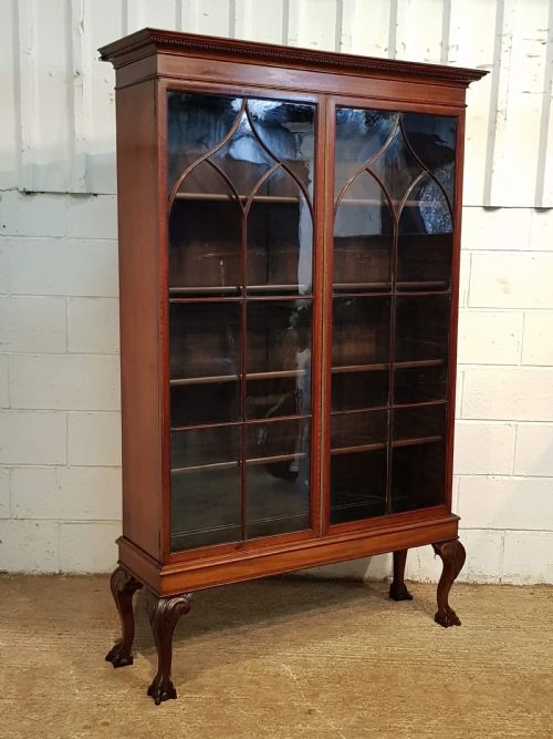 fig 1. ANTIQUE REGENCY TALL MAHOGANY GLAZED BOOKCASE C1820