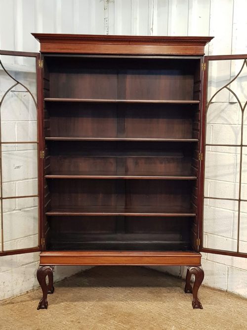 fig 2. ANTIQUE REGENCY TALL MAHOGANY GLAZED BOOKCASE C1820