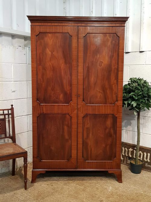 Antique Edwardian Regency Mahogany Double Wardrobe C1900