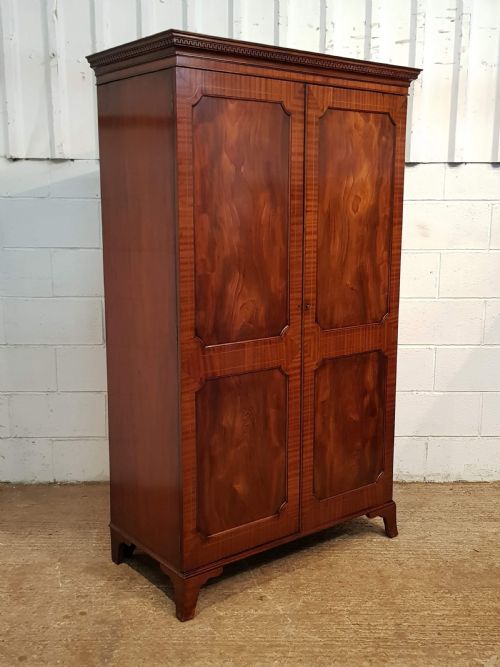 fig 1. ANTIQUE EDWARDIAN REGENCY MAHOGANY DOUBLE WARDROBE C1900