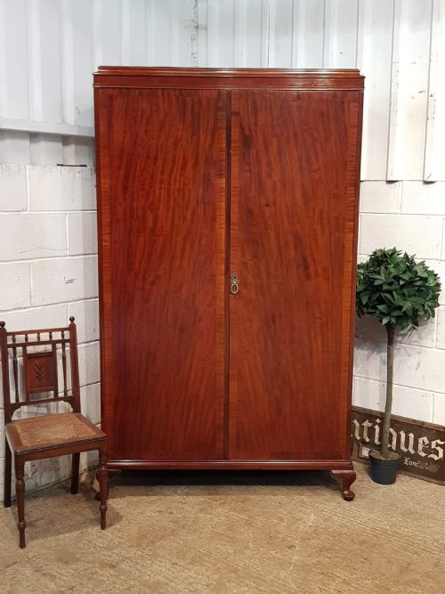Antique Edwardian Mahogany Double Wardrobe C1900