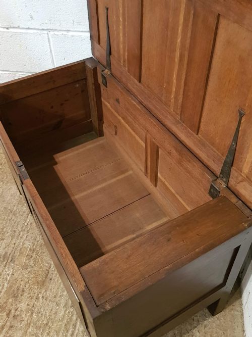 fig 2. ANTIQUE GEORGIAN PERIOD JOINED OAK COFFER C1740