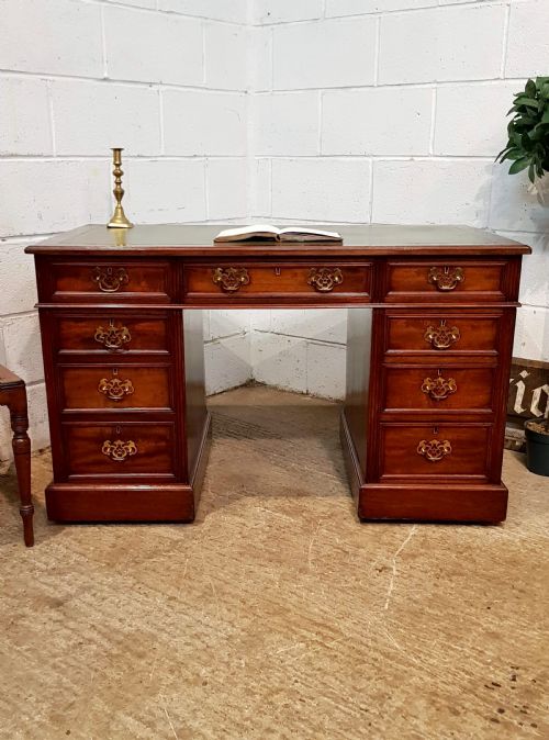 Antique Late Victorian Mahogany Twin Pedestal Desk C1890