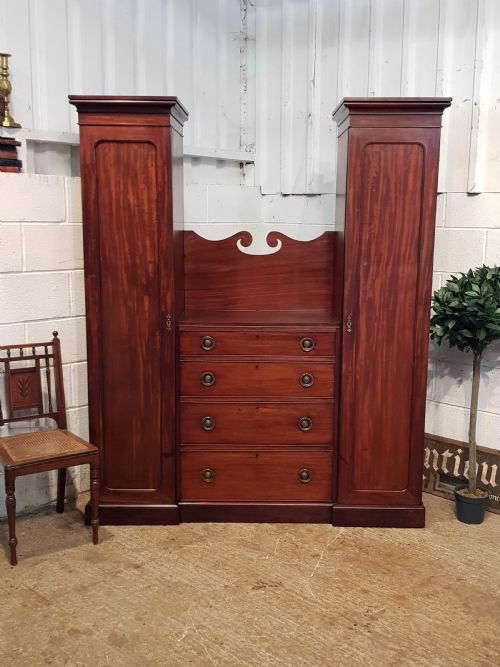 Antique Victorian Mahogany Dwarf Sentry Box Wardrobe C1880