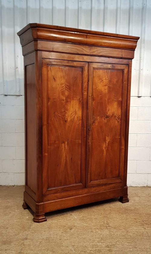 fig 1. ANTIQUE LARGE FRENCH PROVINCIAL FRUITWOOD ARMOIRE WARDROBE WITH SECRET DRAWER C1860