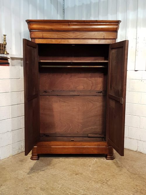 fig 2. ANTIQUE LARGE FRENCH PROVINCIAL FRUITWOOD ARMOIRE WARDROBE WITH SECRET DRAWER C1860