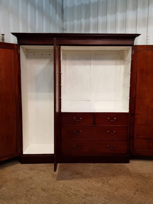 fig 1. ANTIQUE VICTORIAN MAHOGANY TRIPLE WARDROBE C1880