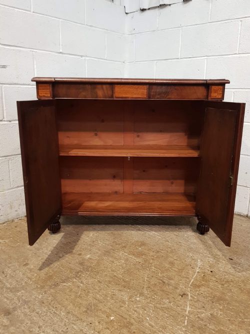 fig 2. ANTIQUE WILLIAM 1V MAHOGANY & SATINWOOD CHIFFONIER SIDEBOARD with original gilt brass grills c1830