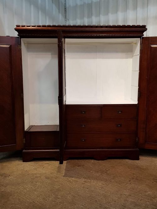 fig 1. ANTIQUE AESTHETIC ARTS & CRAFTS OAK TRIPLE WARDROBE c1860
