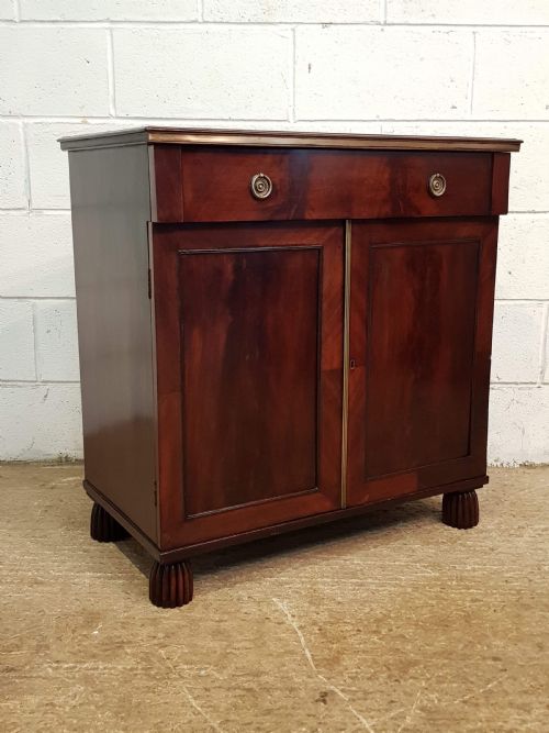 fig 1. ANTIQUE SMALL REGENCY CUBAN MAHOGANY SIDE CABINET with Brass Gilt fittings c1820