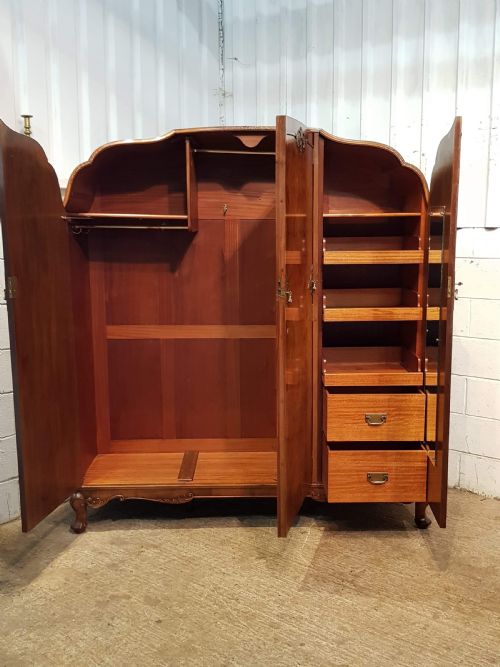 fig 2. ANTIQUE QUEEN ANNE BURR WALNUT TRIPLE WARDOBE C1920