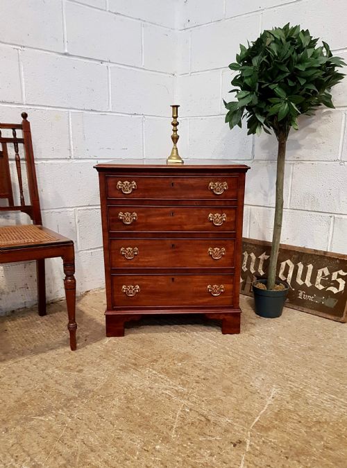 Antique Small Late Vicorian Regncy Mahogany Chest of Drawers C1890