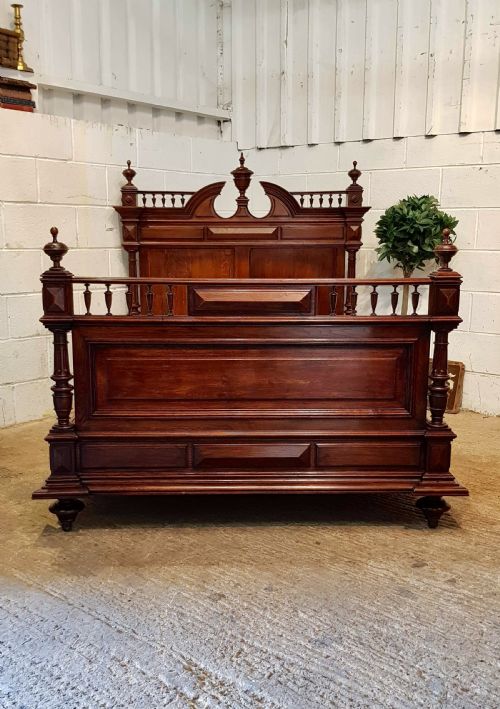 Antique French Napoleon 111 Oak Double Bed C1880