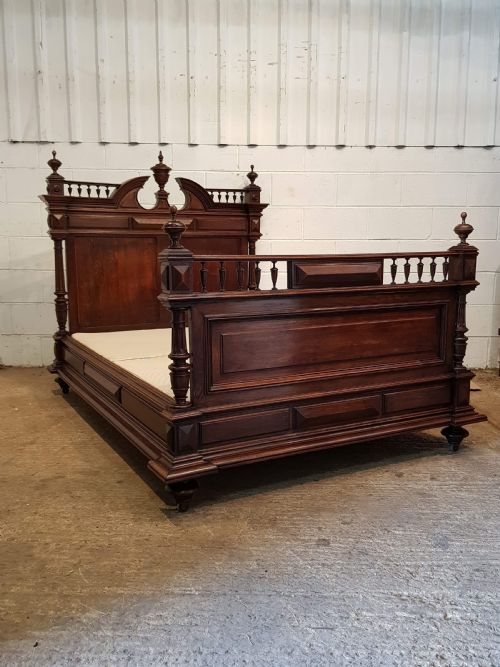 fig 1. ANTIQUE FRENCH NAPOLEON 111 OAK DOUBLE BED C1880
