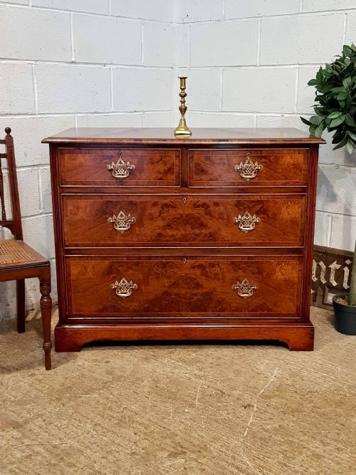 Antique Late Victorian Burr Walnut Chest of Drawers C1880