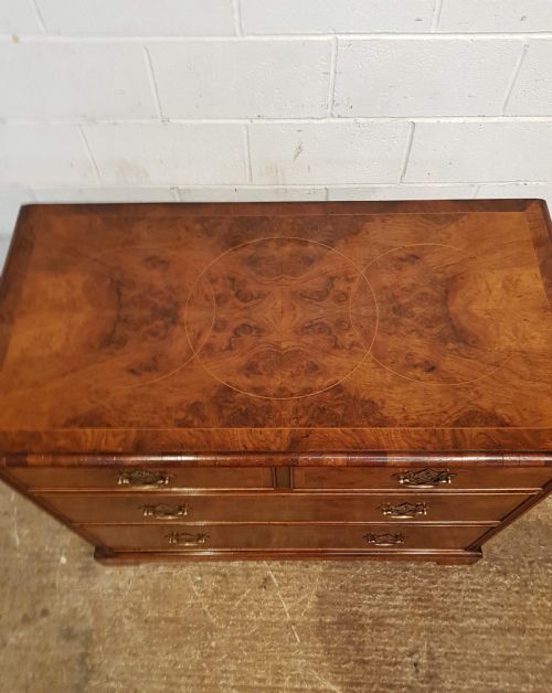fig 1. ANTIQUE LATE VICTORIAN BURR WALNUT CHEST OF DRAWERS C1880