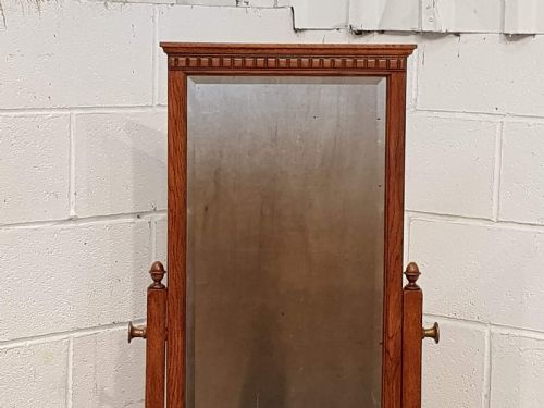fig 1. ANTIQUE ARTS & CRAFTS OAK CHEVAL MIRROR C1900