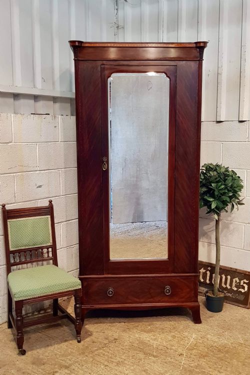 Antique Edwardian Mahogany Single Wardrobe by Denby & Spink C1900