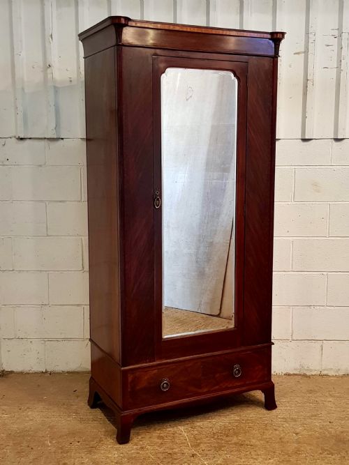 fig 1. ANTIQUE EDWARDIAN MAHOGANY SINGLE WARDROBE BY DENBY & SPINK C1900