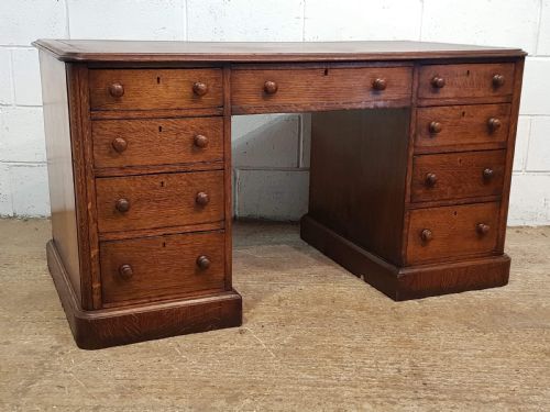 Antique Victorian Oak Twin Pedastal Desk C1880