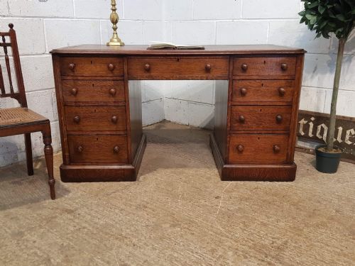 fig 1. ANTIQUE VICTORIAN OAK TWIN PEDASTAL DESK C1880