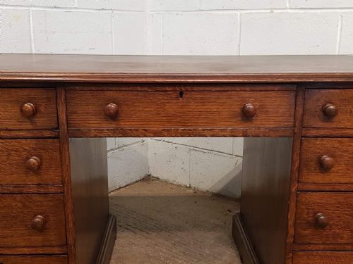 fig 2. ANTIQUE VICTORIAN OAK TWIN PEDASTAL DESK C1880