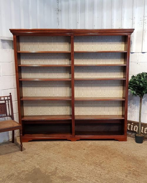 Antique Late Victorian Walnut Large Open Bookcase C1890