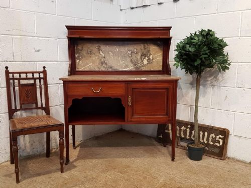 Antique Edwardian Mahogany Marble Top Washstand C1900