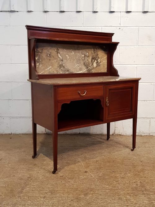 fig 1. ANTIQUE EDWARDIAN MAHOGANY MARBLE TOP WASHSTAND C1900