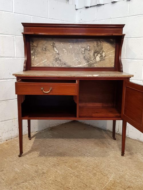 fig 2. ANTIQUE EDWARDIAN MAHOGANY MARBLE TOP WASHSTAND C1900