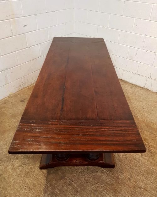fig 1. ANTIQUE FRENCH PROVINCIAL PLANK TOP OAK REFECTORY DINING TABLE C1900 Seats 10-12