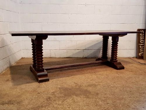 fig 2. ANTIQUE FRENCH PROVINCIAL PLANK TOP OAK REFECTORY DINING TABLE C1900 Seats 10-12