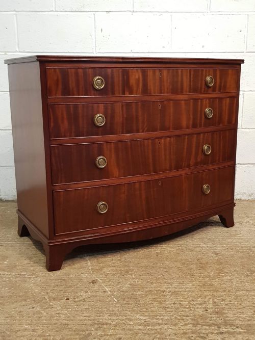 fig 1. ANTIQUE EDWARDIAN MAHOGANY BOW FRONT CHEST OF DRAWERS C1900