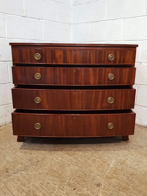 fig 2. ANTIQUE EDWARDIAN MAHOGANY BOW FRONT CHEST OF DRAWERS C1900