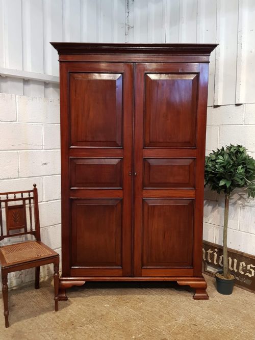 Antique Edwardian Mahogany Double Wardrobe C1900