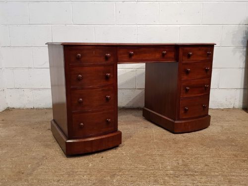 fig 1. ANTIQUE VICTORIAN MAHOGANY BOW FRONT PEDASTAL DESK C1880