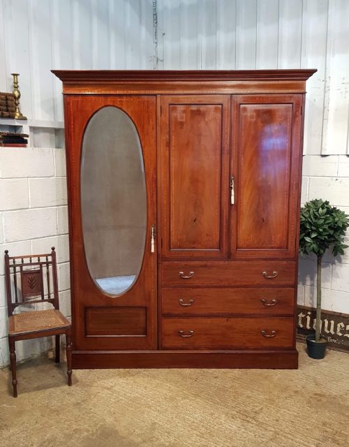 Antique Edwardian Mahogany Wardrobe Compactum C1900