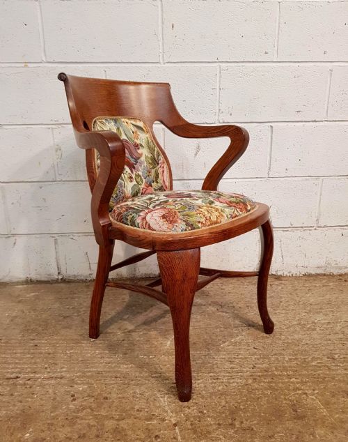 Antique Arts & Crafts Oak Desk Library Chair C1900