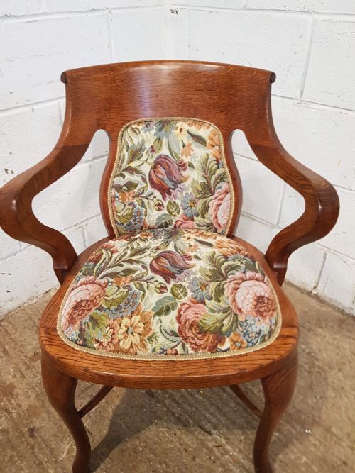 fig 1. ANTIQUE ARTS & CRAFTS OAK DESK LIBRARY CHAIR C1900