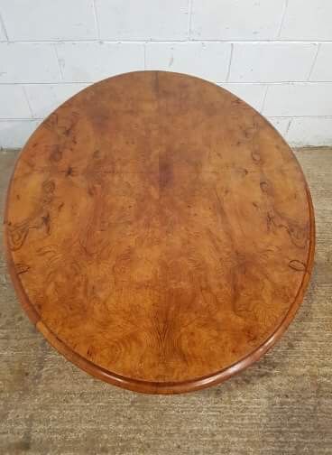 fig 1. ANTIQUE BURR WALNUT OVAL TILT TOP LOO TABLE C1880