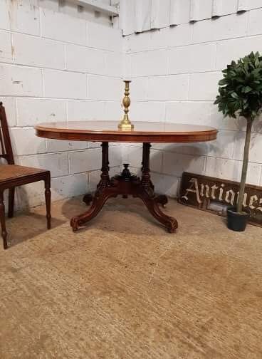 fig 2. ANTIQUE BURR WALNUT OVAL TILT TOP LOO TABLE C1880