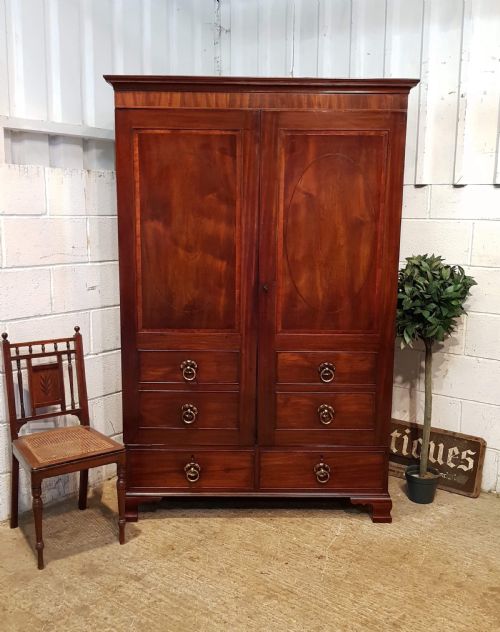 Antique Regency Mahogany Double Wardrobe C1820