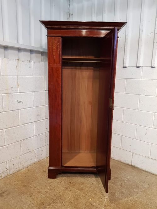 fig 2. ANTIQUE EDWARDIAN INLAID MAHOGANY SINGLE NARROW WARDROBE C1900